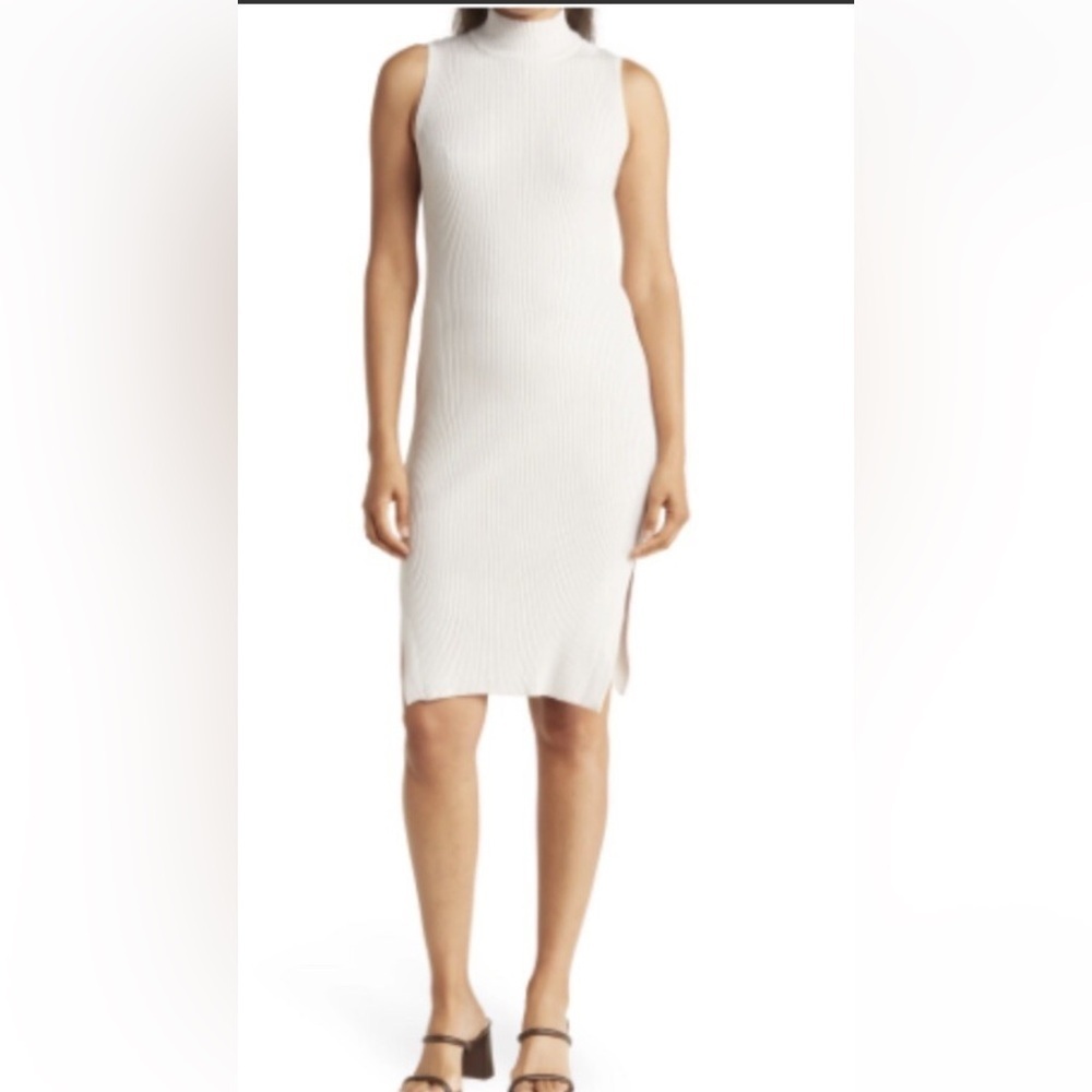 Magaschoni Ivory Ribbed Sleeveless Tank Midi Dress Size XS. J-20